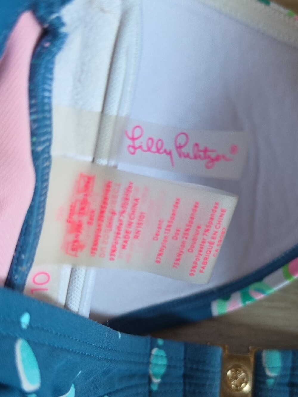 Lilly Pulitzer Blue Printed Strapless Bandeau Bikini Top - Picture 7 of 13